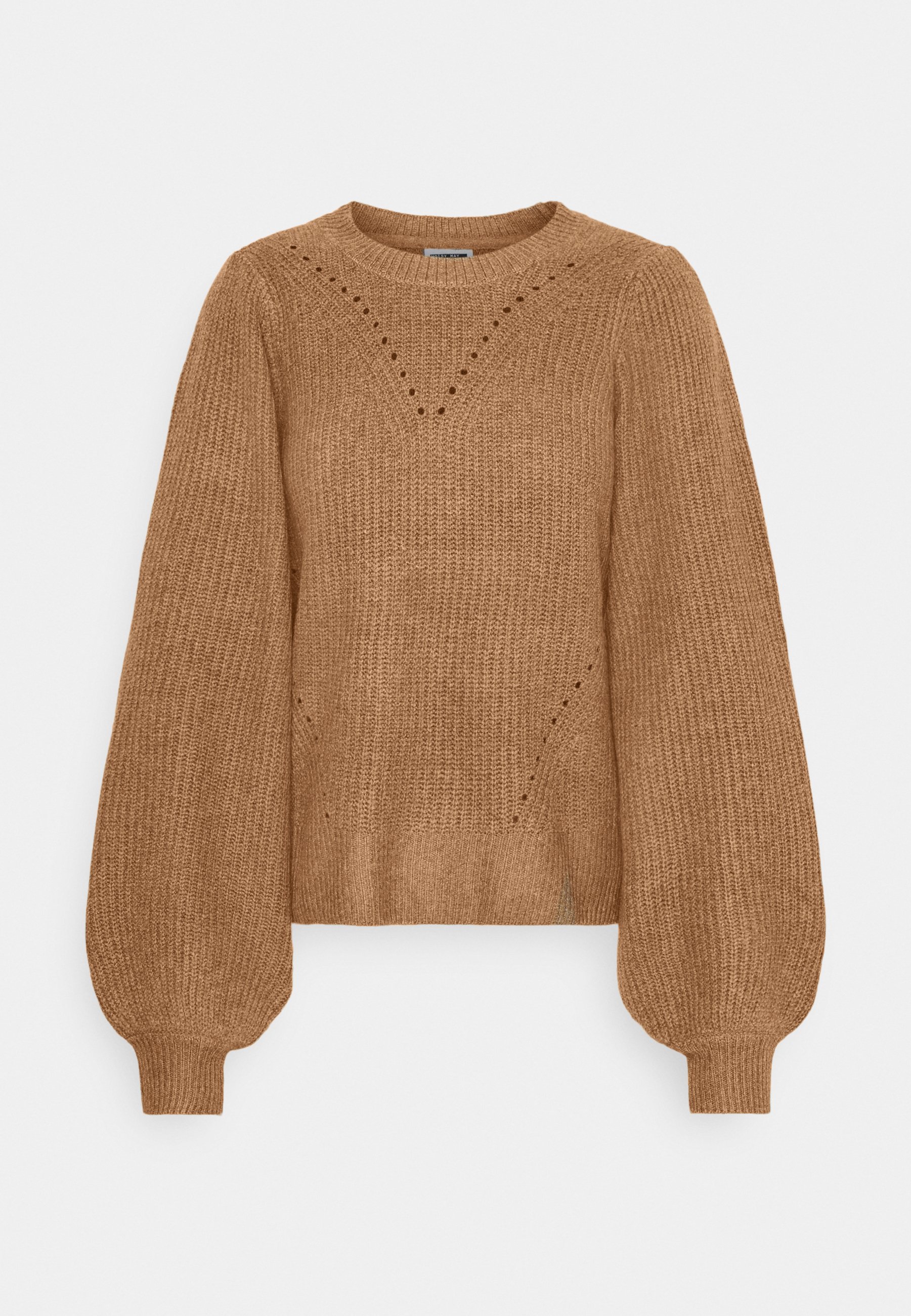 Noisy May NMLUKE O NECK Trui toasted coconutBruin Outfits mit Noisy may Trui bruin lichtbruin zwart (2