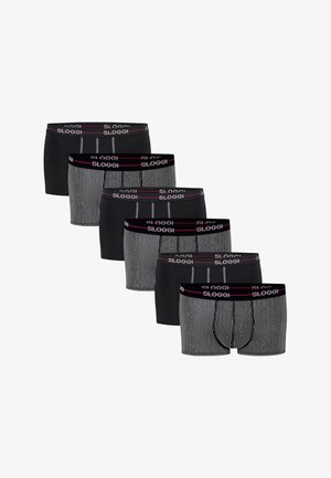 Sloggi Herren-Boxershorts mit einfarbigem Schwarz und gestreiften Mustern, elastischem Bund mit Logo und weichem Stoff für Komfort.