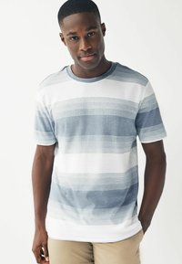 Next - TEXTURED STRIPE- REGULAR FIT - T-Shirt print - blue white Thumbnail-Bild 1