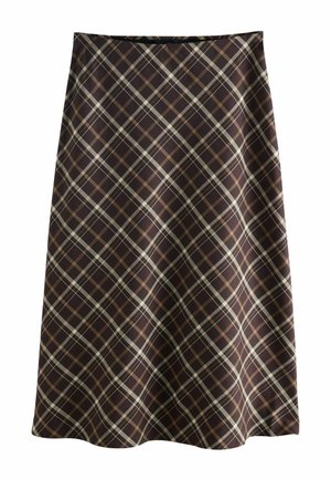 REGULAR FIT - CHECKED MIDI  - A-line skirt - chocolate brown