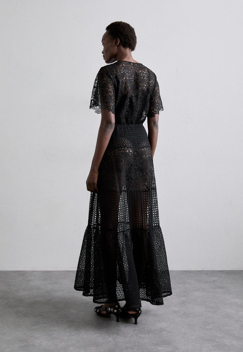 burgundy lace sleeve dress ZAPAKA Women Burgundy Hi-Low Mother of the Bride Dress Sheath Short Sleeves Lace Evening Dress, Navy / US12 main image 0