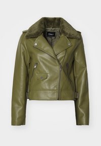 ONLY ONLVILHELMA BIKER Faux leather jacket winter moss/khaki