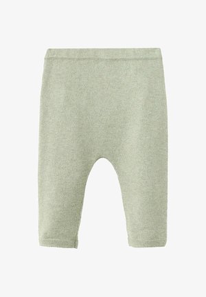 Weiche hellgrüne Baby-Leggings mit einfachem elastischem Bund und ohne sichtbare Muster oder Verzierungen.