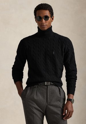 Polo Ralph Lauren, CABLE WOOL-CASHMERE TURTLENECK SWEATER - Striktrøje - black