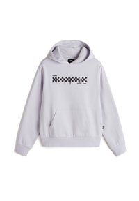 Levandulová mikina s přední kapsou typu kangaroo, elastickými manžetami a grafickým kostkovaným designem s nápisem "VANS EST. 1966".