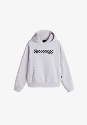 Lavender hoodie met een voorzak in kangaroo-stijl, elastische manchetten en een grafisch dambordontwerp met de tekst "VANS EST. 1966".