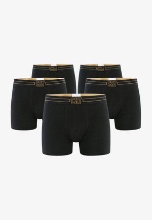 Černé bavlněné boxerky v balení po pěti, s elastickým pasem zdobeným zlatými akcenty a logem "CR7", s hladkou texturou.