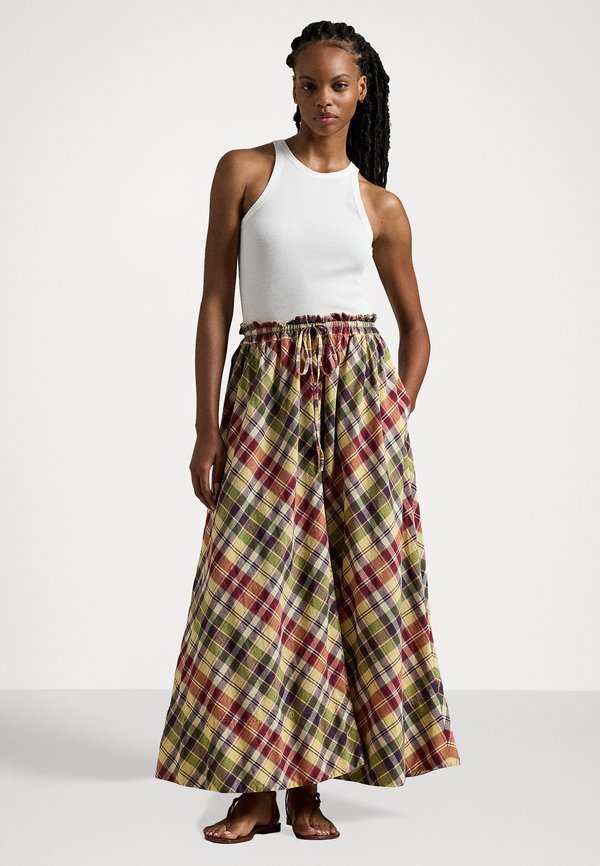 PLAID COTTON DRAWSTRING MAXISKIRT - Maxi skirt4