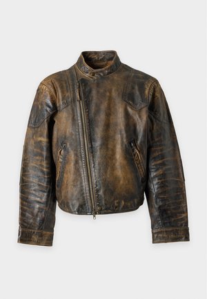 Polo Ralph Lauren, JACKET - Giacca di pelle - brown/black amber