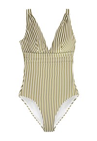 Sélectionné, khaki green ecru stripe