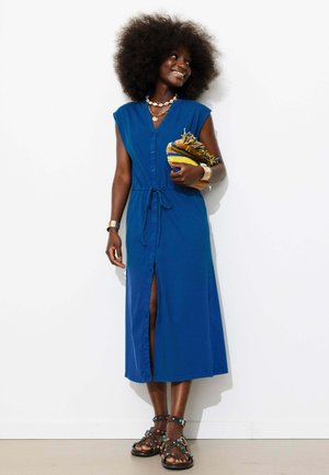 Promod, ROBE MIDI EN JERSEY UNI - Robe de jour - bleu