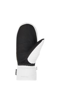Schwarz-weiße Thermohandschuhe mit einem eleganten Design, wasserdichtem Material, strukturierter schwarzer Oberfläche und elastischem Bündchen für einen sicheren Sitz.