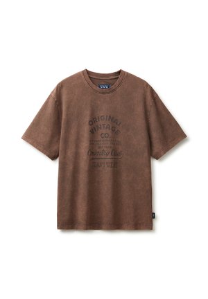 United Colors of Benetton T-SHIRT WITH DYED TREATMENT AND CENTRAL PRINT, LOGO LABEL ON THE SIDE.. - Camiseta estampada - brown