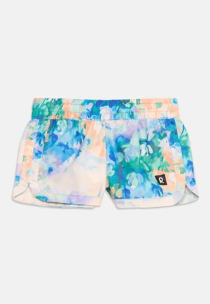 Farverige, lette shorts med blomsterprint, elastisk talje og lille sort logopatch på højre ben.