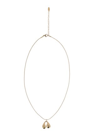 Lănțișor delicat din aur, cu un închizător ajustabil și un pandantiv ce are două elemente netede, în formă de picături.