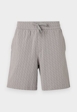 Ανοιχτό γκρι σορτς με υποτονικό γεωμετρικό μοτίβο "A" σε όλη την επιφάνεια, ελαστική μέση και μπροστινό κορδόνι.