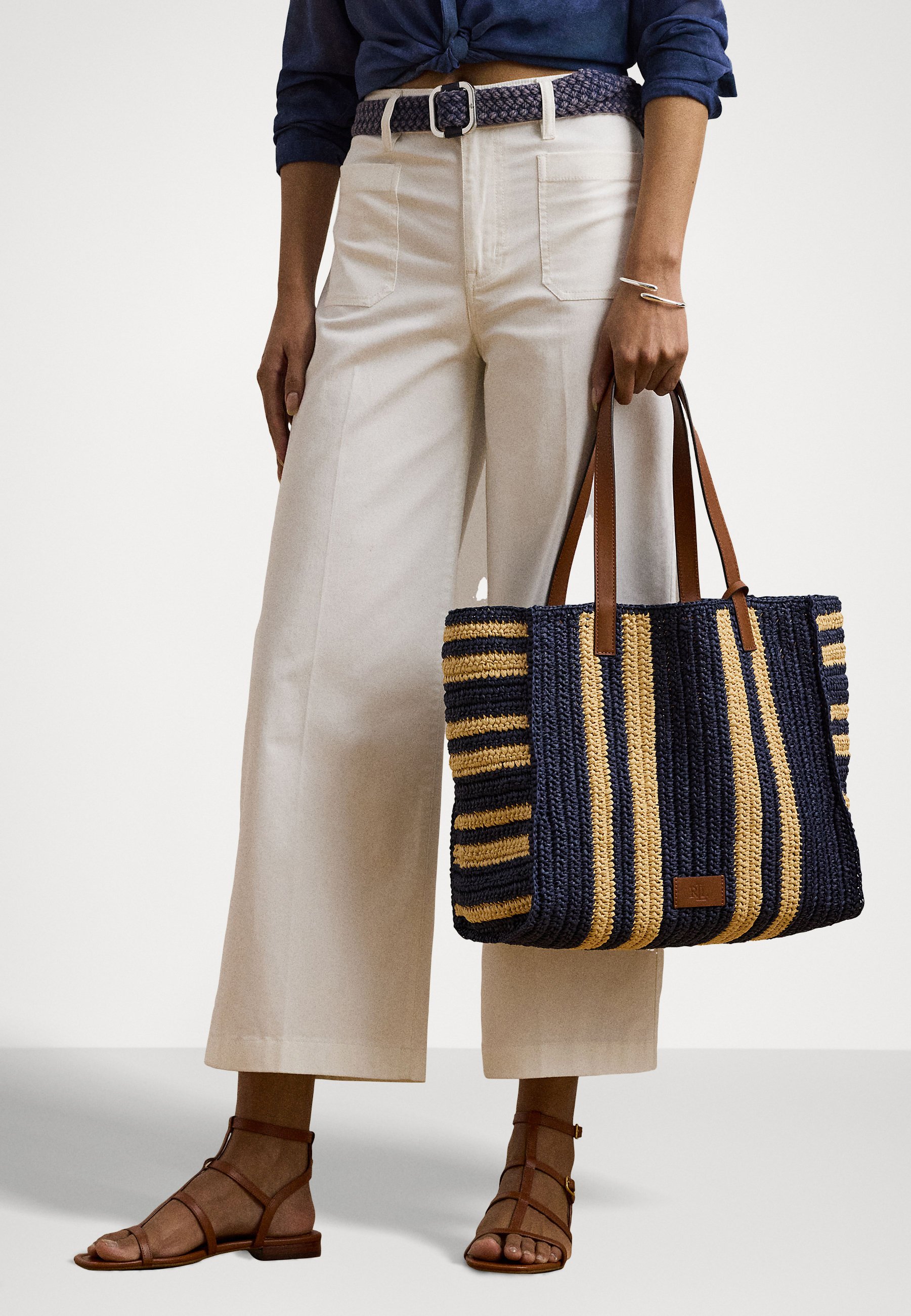 Lauren Ralph Lauren STRAW MEDIUM WHITNEY TOTE BAG