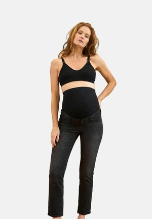 PETITE FIT - OVERBUMP MATERNITY - Pieguloša piegriezuma džinsi - black