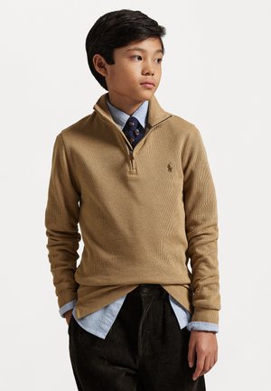 ESTATE-RIB QUARTER-ZIP PULLOVER - Pulover - camel