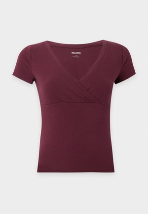 Hollister Co., V NECK - Βασικό μπλουζάκι - bordeaux