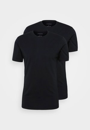 Two black, short-sleeved t-shirts made of cotton. They feature a crew neck and a simple, smooth texture with no visible patterns or prints.