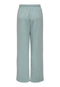 Pantalon de survêtement bleu clair, ample, avec une ceinture élastique et des jambes larges. Fabriqué en coton doux avec une texture lisse.