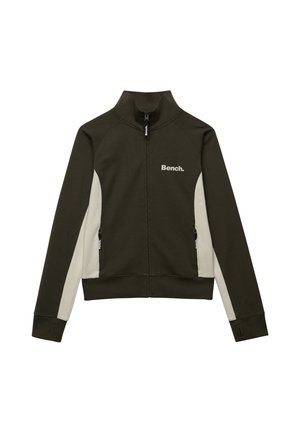 Bench, BENCH X SUPERDRY &AMP; CO BENCH HIGH NECK CONTRAST TRACK TOP - Felpa con zip - black olive moonbeam
