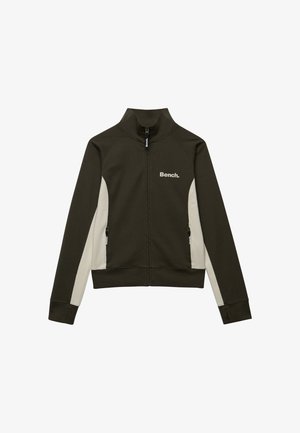Bench, BENCH X SUPERDRY & CO BENCH HIGH NECK CONTRAST TRACK TOP - Felpa con zip - black olive moonbeam