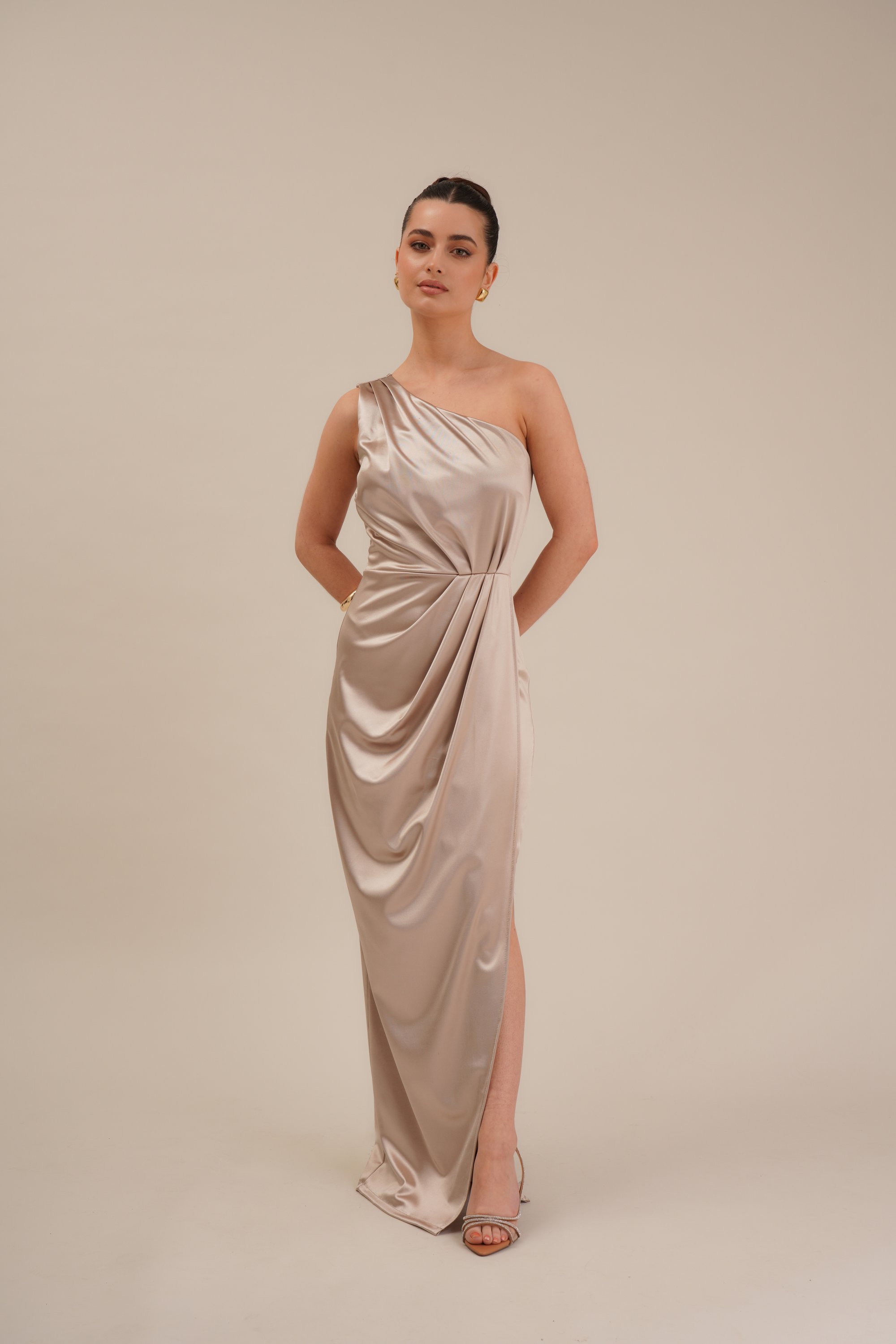 WAL G PETITE MINAH ONE SHOULDER DRESS - Cocktail dress / Party dress -  champagne/gold-coloured