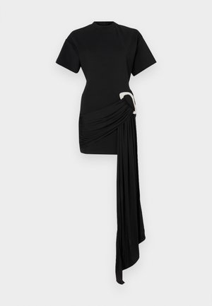 David Koma CRYSTAL BUCKLE DRAPE FABRIC DETAIL DRESS - Cocktail dress / Party dress - black/silver