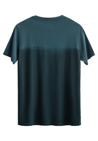 Korte mouwen T-shirt in donkergroene katoen met een verloop effect, voorzien van een ronde hals en een rechte zoom, zonder extra patronen of graphics.