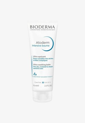Bioderma Atoderm Intensive Baume Tube, weiß mit blauen Akzenten, enthält 75 ml ultra-soothing Balsam für sehr trockene, atopische empfindliche Haut.