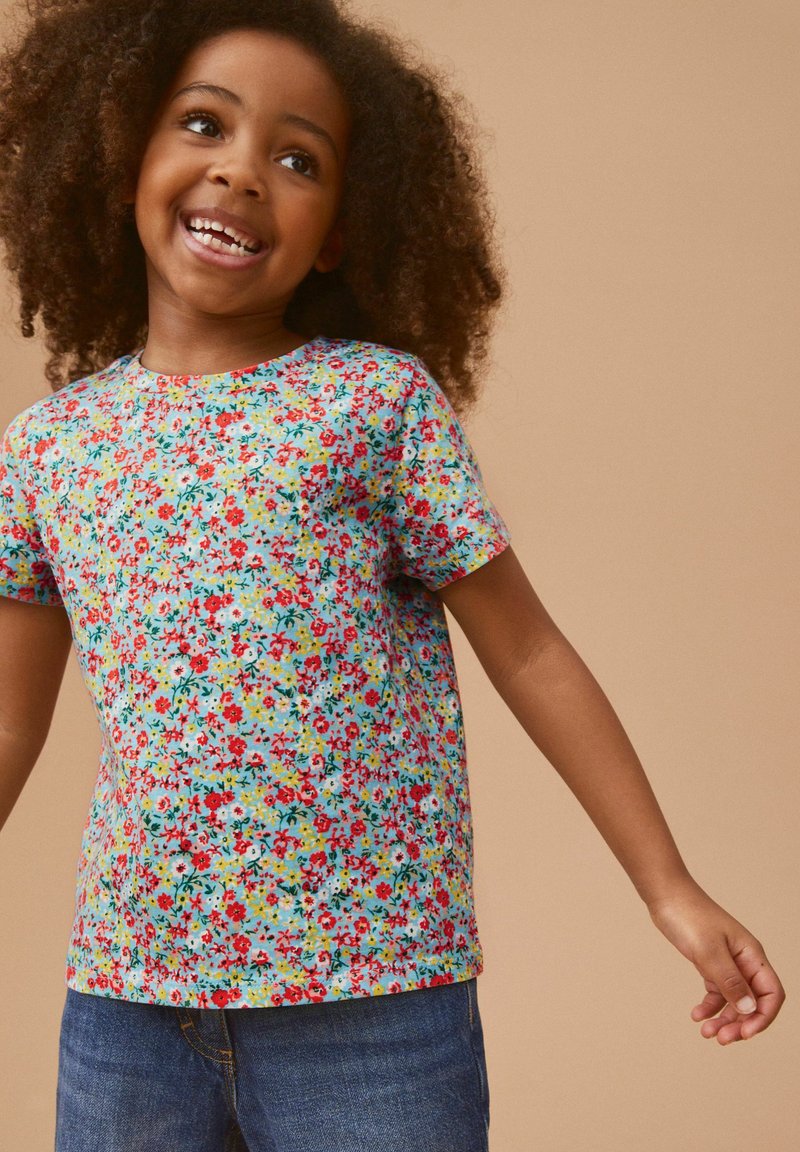 Next T-shirts print - red blue ditsy