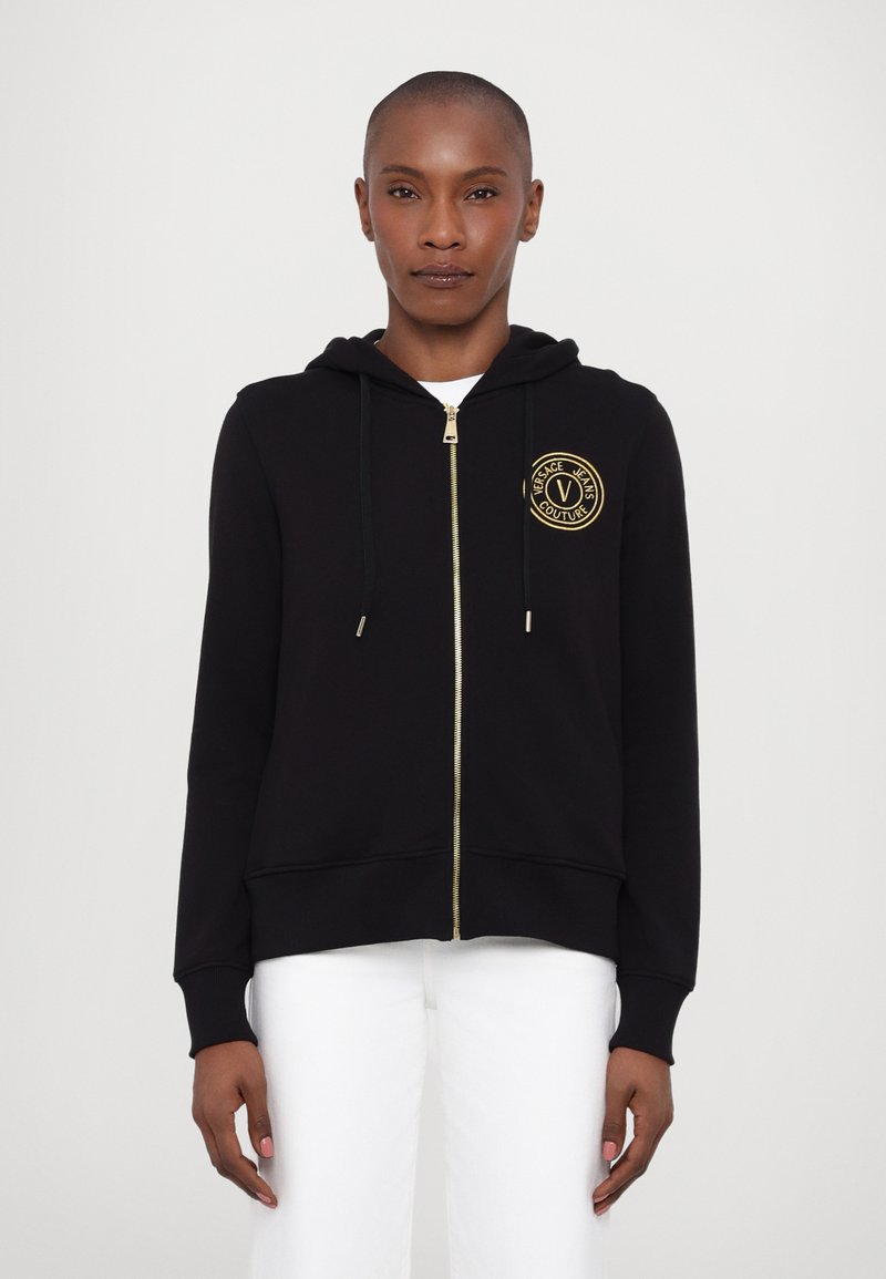 Versace Jeans Couture Športna jopa s kapuco na zadrgo - black/gold
