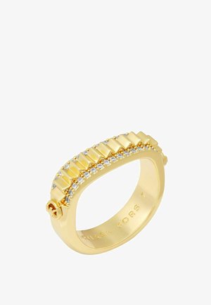 Michael Kors Ring in Goldoptik mit rechteckigen Akzenten und einer Reihe kleiner klarer Kristalle entlang des Rings.