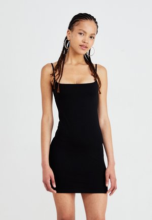 BASIC MINI SLIP DRESS - Cocktailjurk - black