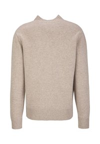 Beige Pullover mit geripptem Kragen und Bündchen, mit strukturiertem Finish und normaler Passform, in einfarbiger Ausführung.
