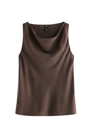 Lindex, LINDEX WOVEN CAMISOLE WITH LUSTER LINDEX - Pusero - dark dusty brown