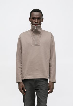 MEN FUNNEL NECK - Sweatshirt - light brown
