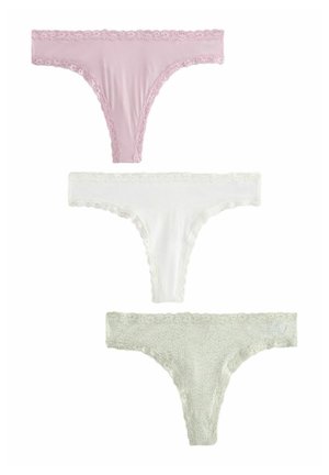 3 PACK - Thong - pink white green print
