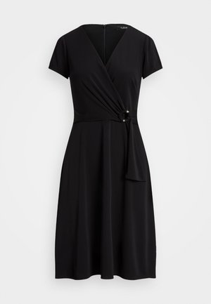 Lauren Ralph Lauren KARLEE SURPLICE JERSEY DRESS - Shift dress - black