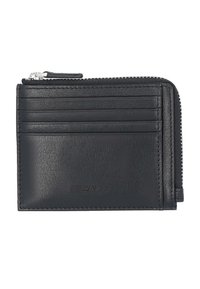 Schwarzer Leder-Kartenhalter mit vier Kartenfächern, einem Reißverschluss-Münzfach und dem geprägten "PICARD"-Logo auf der Vorderseite.