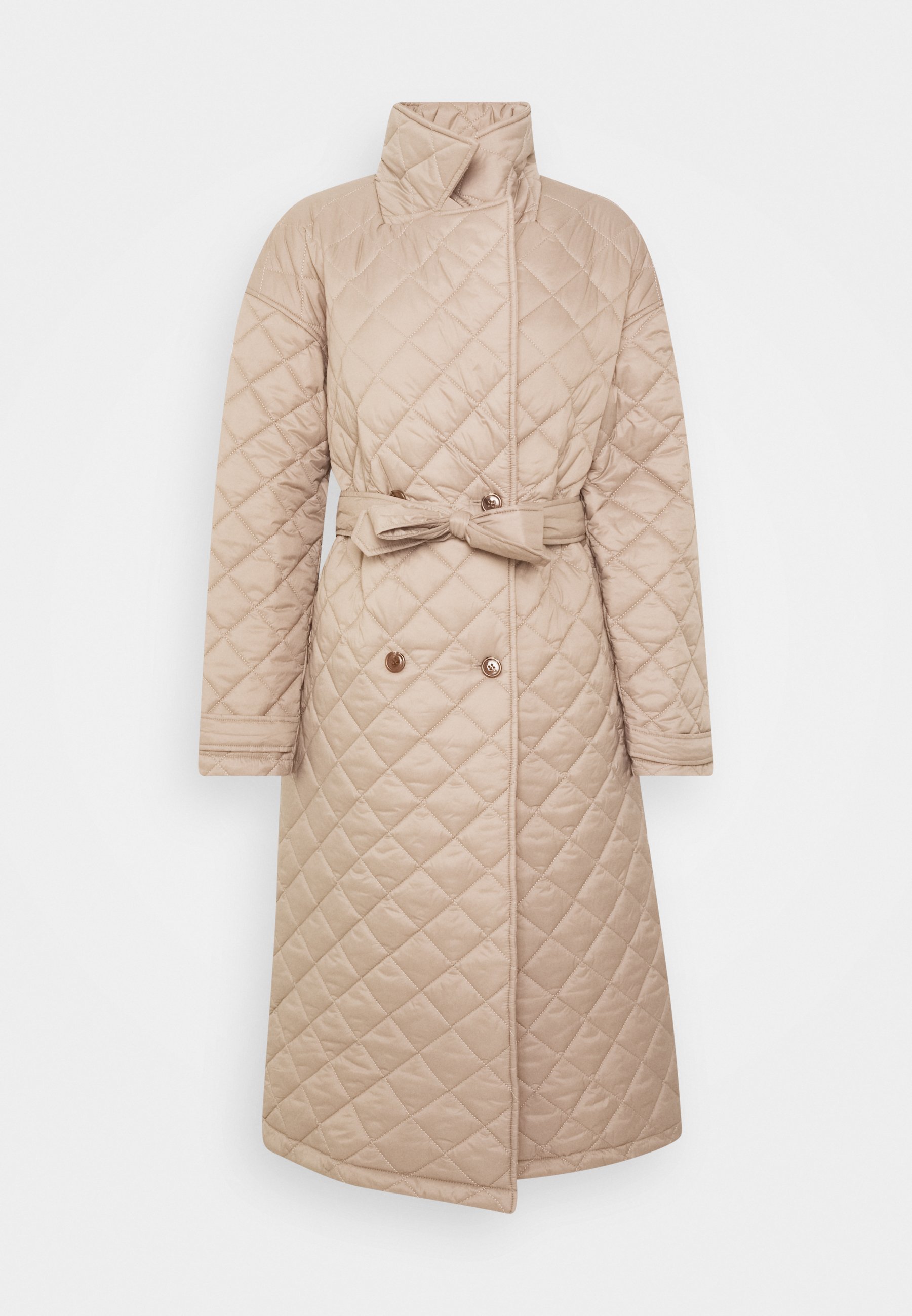 beige quilted coat