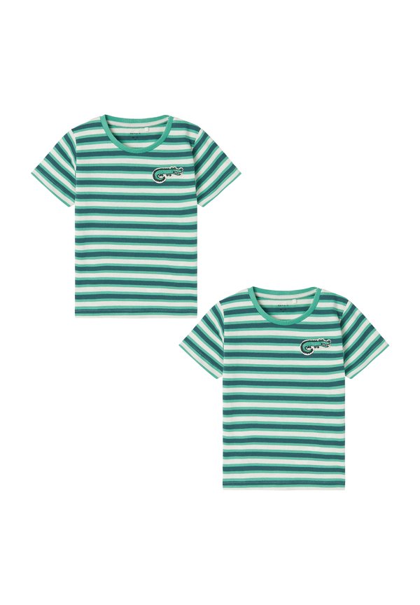 2ER-SET DESIGN RUNDHALS KURZARM - T-Shirt print - grün