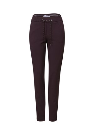 Pantalons de jogging violets en tissu doux, avec une taille à cordon de serrage, coupe slim, poignets élastiques et poches latérales pour plus de fonctionnalité.
