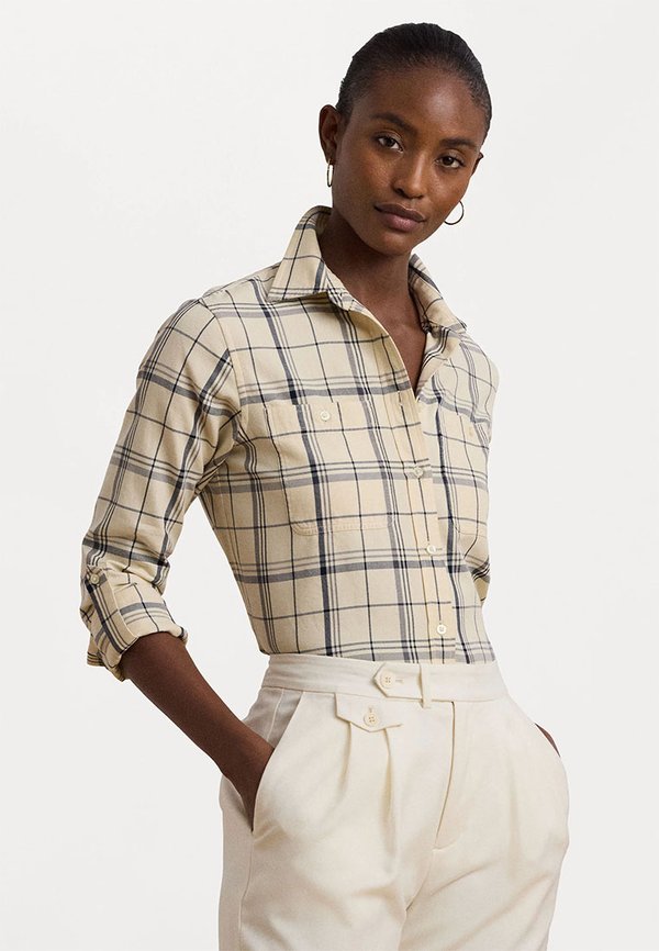 RELAXED FIT PLAID ROLL TAB SLEEVE SHIRT - Button-down blouse2