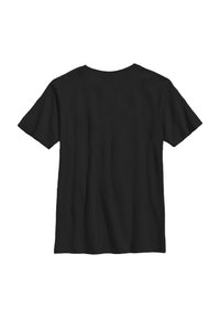 Svart bomullströja med rund hals, korta ärmar och en avslappnad passform. Slät textur, inga synliga mönster eller accenter. Bakvy.