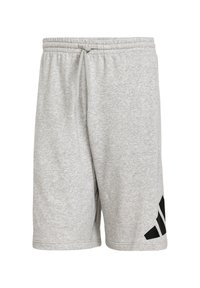 Shorts d'athlétisme en coton gris avec une taille élastique et un cordon de serrage. Présente un accent logo noir sur le bas à gauche.