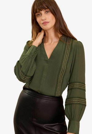 Love & Roses V NECK HARDWARE DETAIL -REGULAR FIT - Blúzka - khaki green