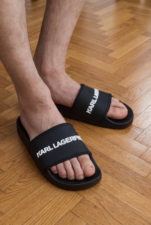 KARL LAGERFELD, KONDO II LONG LOGO SLIDE - Pantolette flach - black